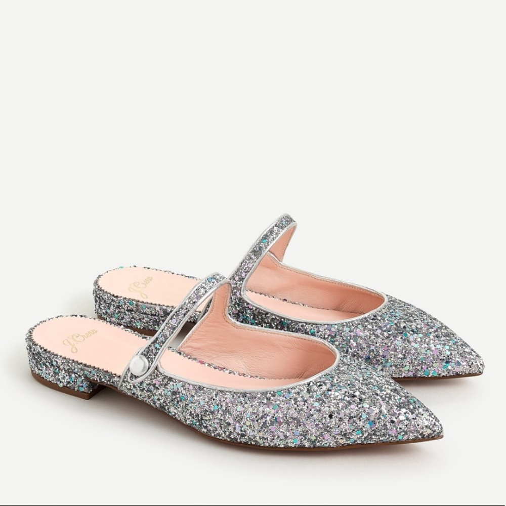 J. Crew Silver Glitter Flats
